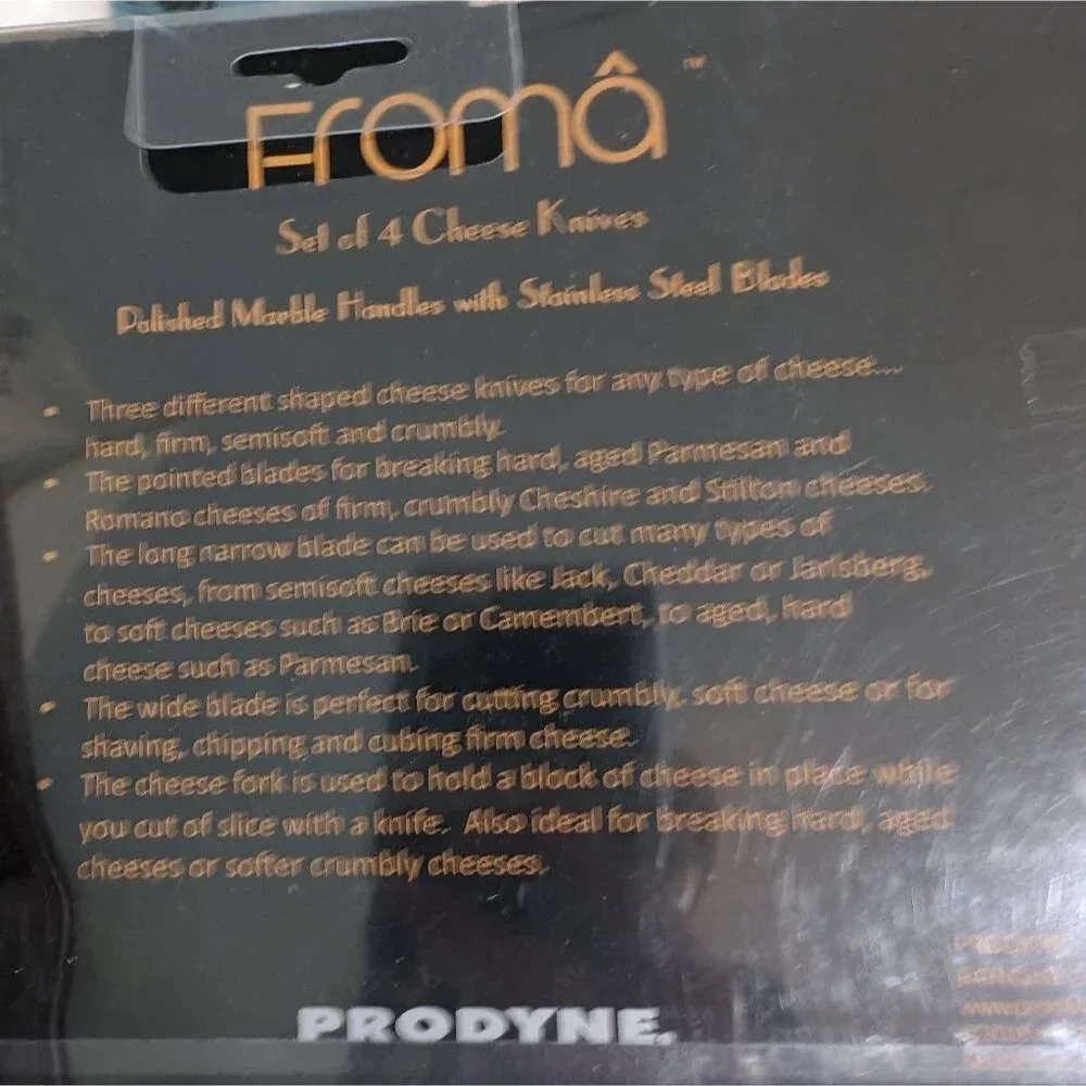 Froma European Style Gourmet Cheese Knives Set with Marble Handles, New In Box